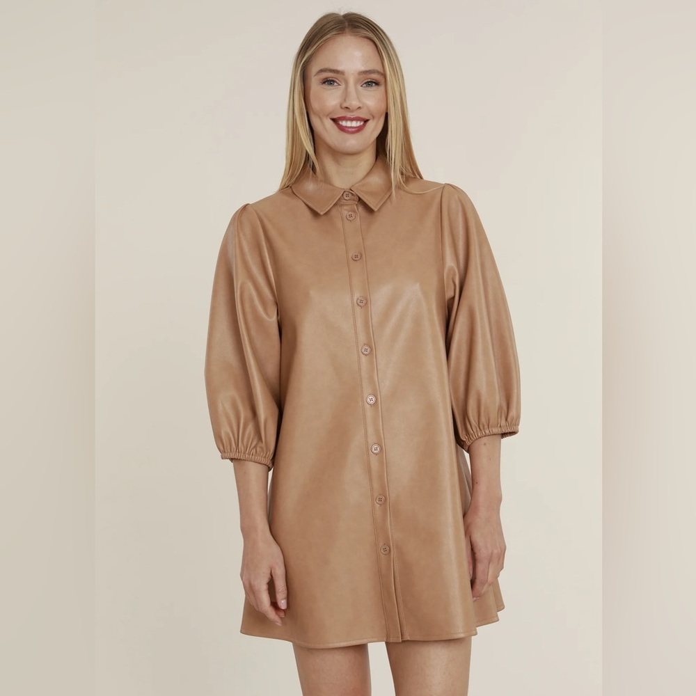 Dolce Cabo Vegan Leather Dress, Taupe Size Small